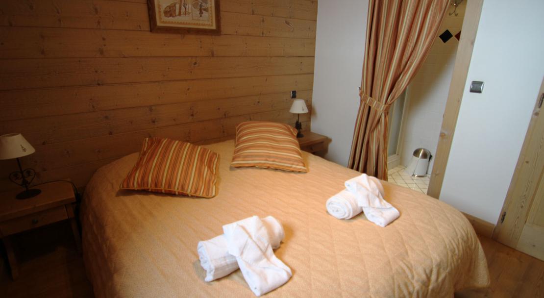 A double bedroom at the Ferme du Val Claret